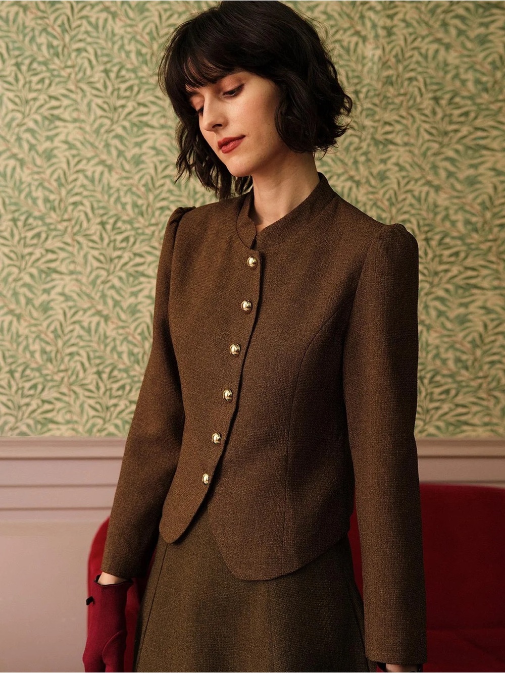 RIHOAS Retro Single-Breasted Tweed Jacket